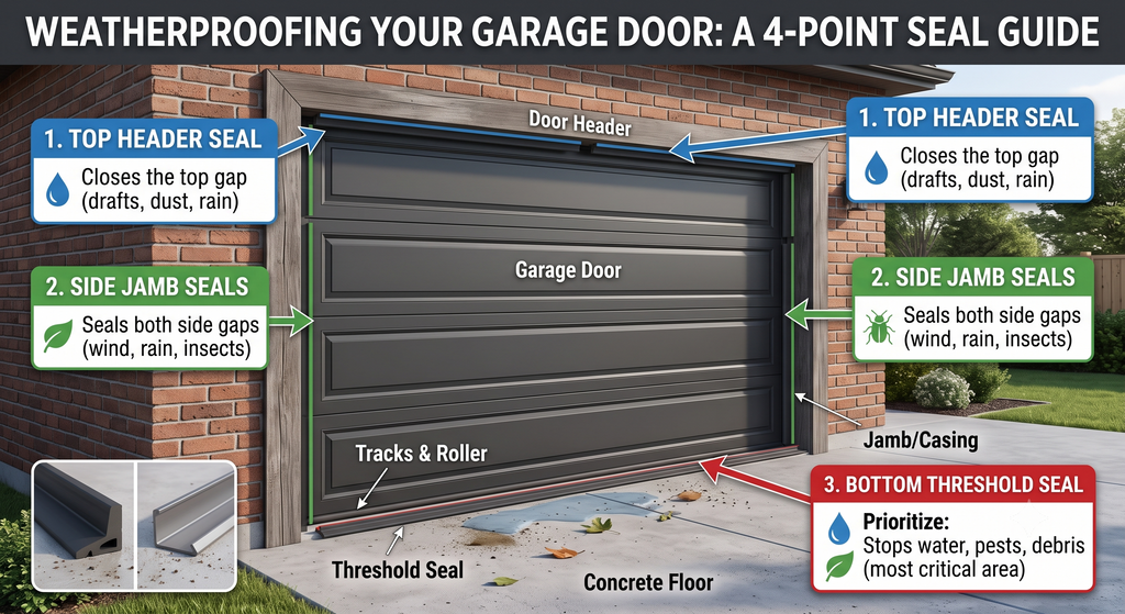 Types of Garage Door Seals Explained: Threshold, Side, Top, and Brush Seals Compared