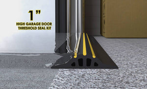 CGI render of the 1" High Garage Door Weather Seal showing how it works to stop water