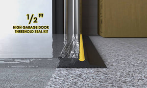CGI render of a ½" Garage door trade coil seal placed on the garage floor