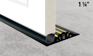 Illustration of a 1 ¼" Garage Door Trade Coil Seal pressed against the back of a garage door